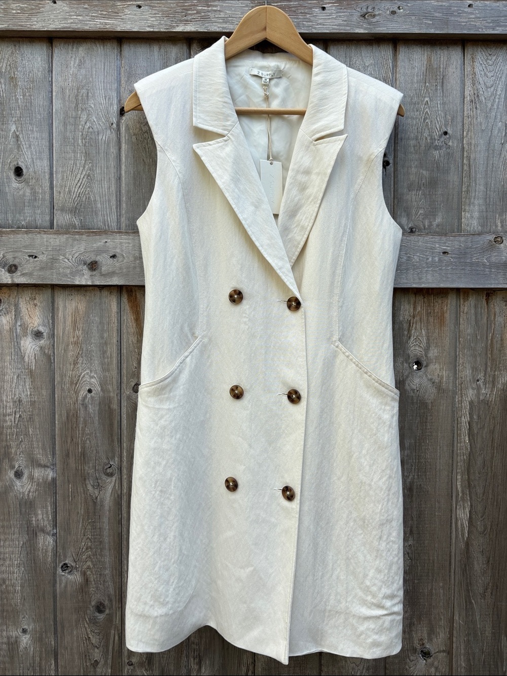 NWT Z Supply Joanne Mini Dress Sandstone Sleeveless Blazer Dress Medium